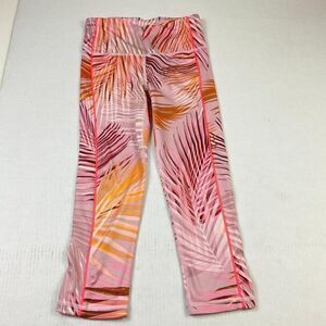 GAP Fit Womens Eclipse Leggings Leaf Print High Rise Stretch Drawstring Size XS